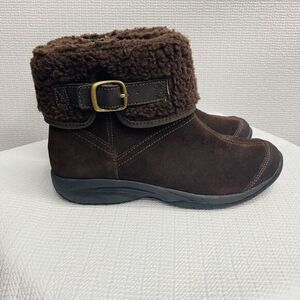 Explore 24 By Easy Spirit Boots Womens 6.5 Lockdown Snow Brown Suede Leather Zip